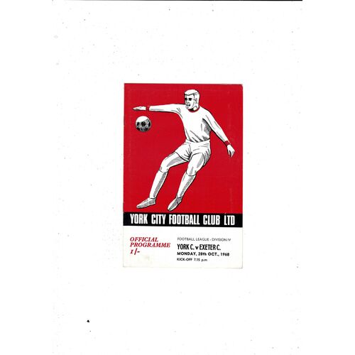1968/69 York City v Exeter City Football Programme