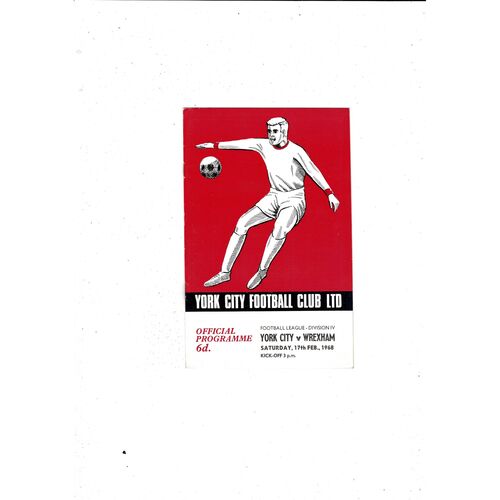 1968/69 York City v Wrexham Football Programme