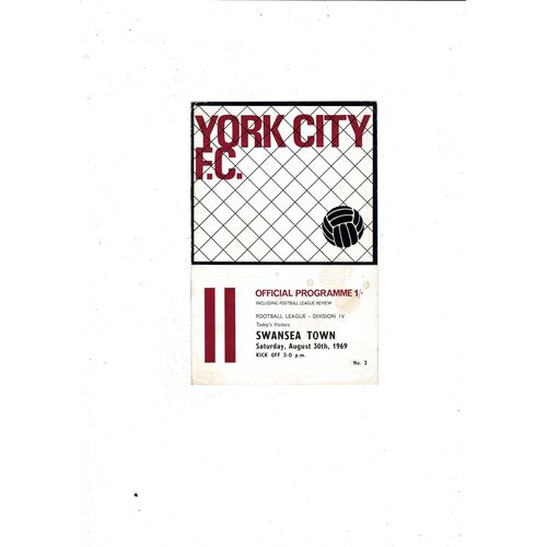 1969/70 York City v Swansea Football Programme