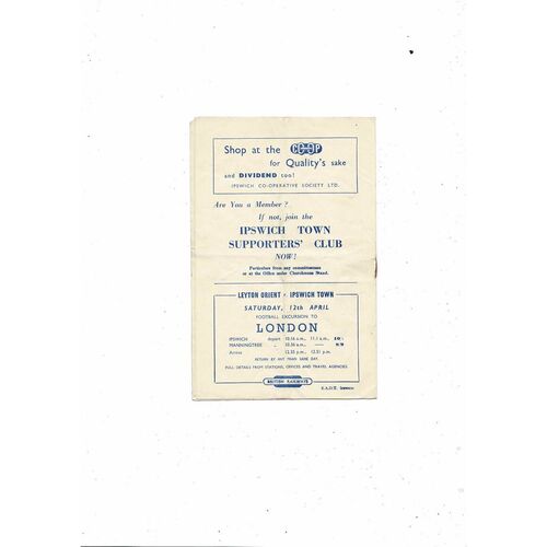 1957/58 Ipswich Town v Huddersfield Town Football Programme