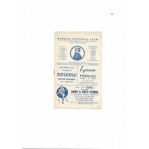 1958/59 Barking v Leytonstone Football Programme