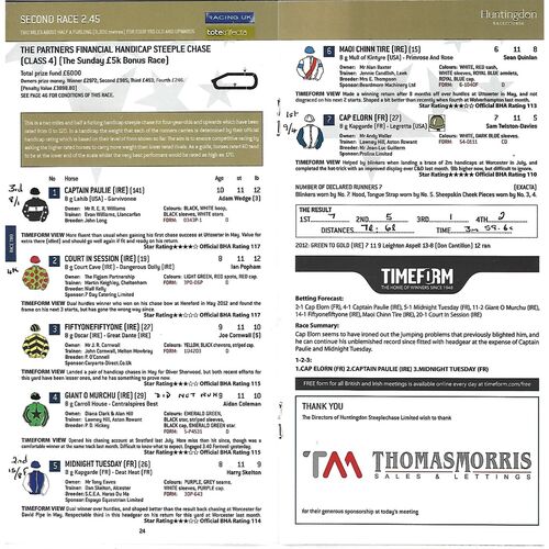 2013 Huntingdon First October Race Meeting (06/10/2013) Horse Racing Racecard