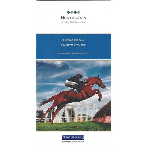 2016 Huntingdon Racing UK Day (18/04/2016) Horse Racing Racecard