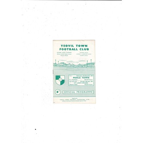 1967/68 Yeovil Town v Poole Town Southern League Cup Replay Football Programme