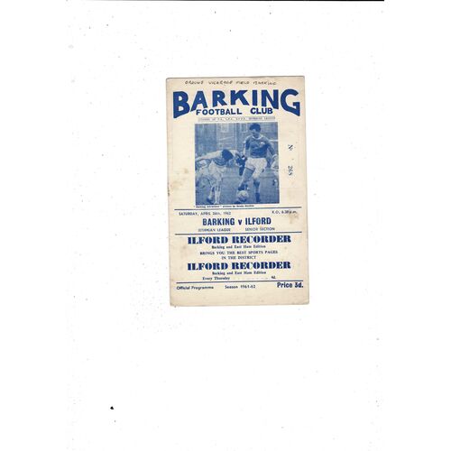 1961/62 Barking v Ilford Football Programme