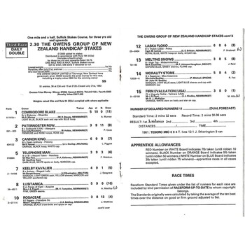 1982 Newmarket First August Race Meeting (07/08/1982) Horse Racing Racecard