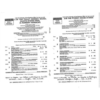 1982 Newmarket Second August Race Meeting (28/08/1982) Horse Racing Racecard