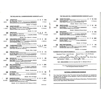 1982 Newmarket October (William Hill Cambridgeshire Handicap) Race Meeting (02/10/1982) Horse Racing Racecard