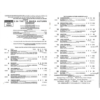 1982 Newmarket Final October (Tia Maria Day) Race Meeting (30/10/1982) Horse Racing Racecard