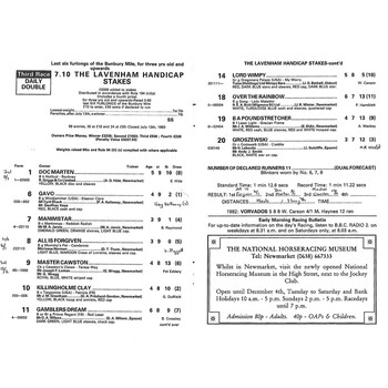 1983 Newmarket Third July Race Meeting (29/07/1983) Horse Racing Racecard
