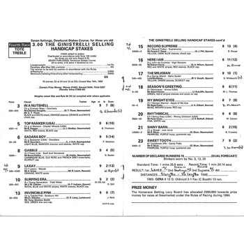 1984 Newmarket First June Race Meeting (02/06/1984) Horse Racing Racecard