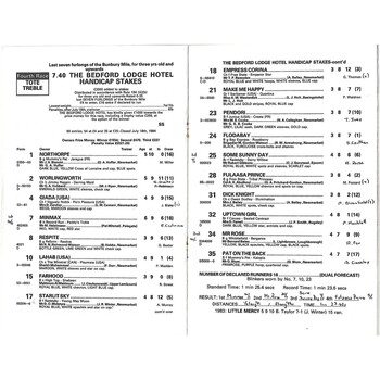 1984 Newmarket First August Race Meeting (03/08/1984) Horse Racing Racecard