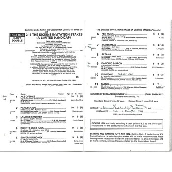 1984 Newmarket November (The Dickins Pro-Am Invitation Stakes) Race Meeting (03/11/1984) Horse Racing Racecard