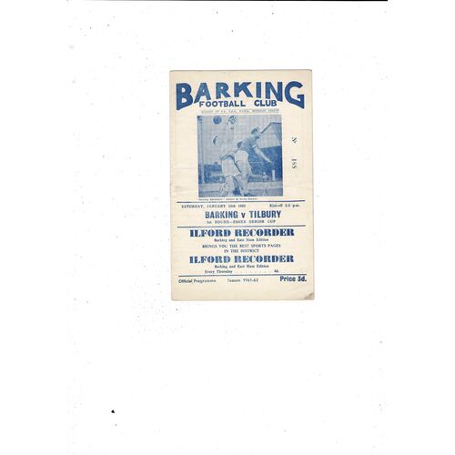 1961/62 Barking v Tilbury Essex Senior Cup Football Programme