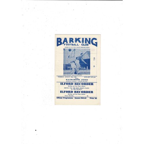 1961/62 Barking v Walthamstow Avenue Football Programme
