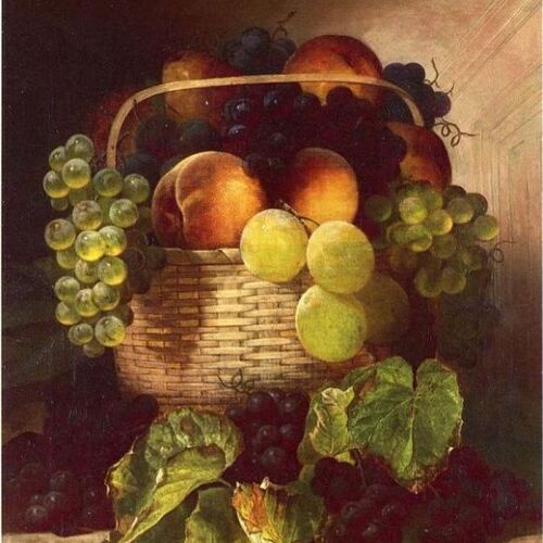 Still Life with Grapes, Plums and Peaches in a Basket