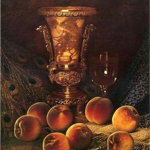Still Life with Peaches and Marble Vase