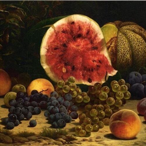 Still Life with Watermelon, Grapes, Peaches, and Plums