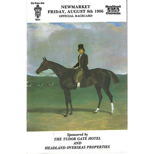 1986 Newmarket Second August Race Meeting (08/08/1986) Horse Racing Racecard