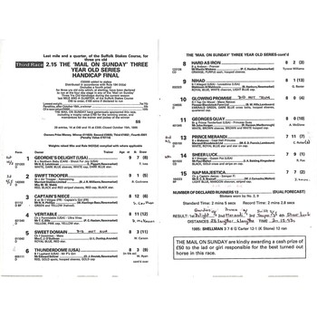 1986 Newmarket November Meeting (The Mail On Sunday 3 Year Old Handicap Series Final) Race Meeting (01/11/1986) Horse Racing Racecard