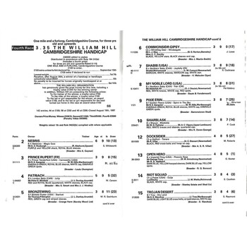 1987 Newmarket October Meeting (The William Hill Cambridgeshire Handicap) Race Meeting (03/10/1987) Horse Racing Racecard