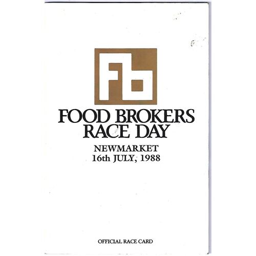 1988 Newmarket Second July Meeting (Food Brokers Race Day) Race Meeting (16/07/1988) Horse Racing Racecard