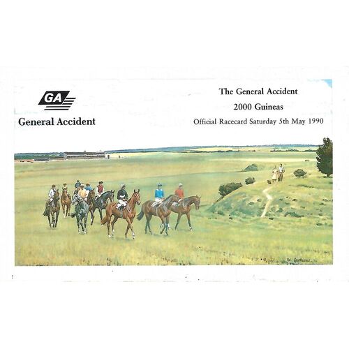 1990 Newmarket The General Accident Spring Meeting (2,000 Guineas Stakes) Race Meeting (05/05/1990) Horse Racing Racecard