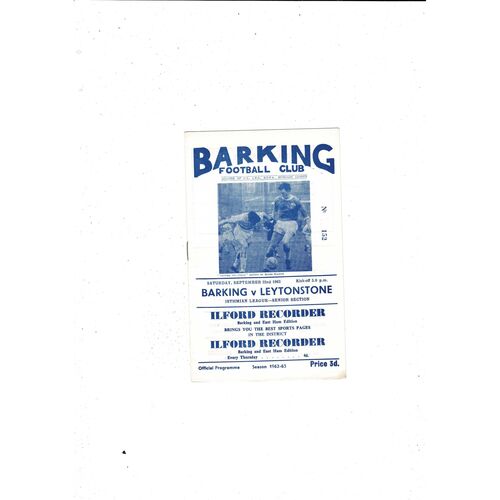 1962/63 Barking v Leytonstone Football Programme