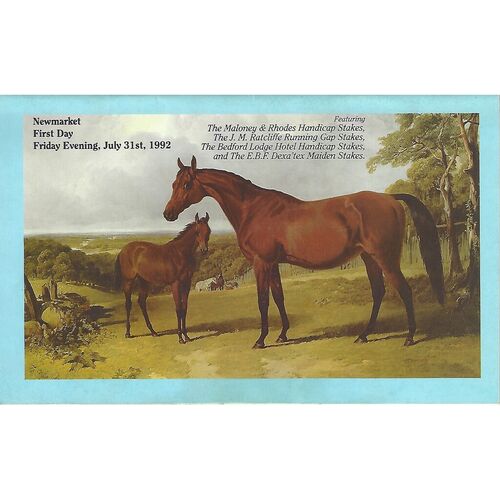 1992 Newmarket First August Race Meeting (31/07/1992) Horse Racing Racecard