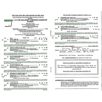 1992 Newmarket First August Race Meeting (31/07/1992) Horse Racing Racecard