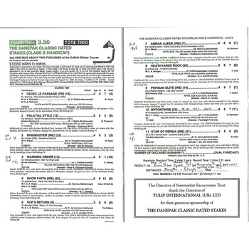 1995 Newmarket Second August Race Meeting (26/08/1995) Horse Racing Racecard