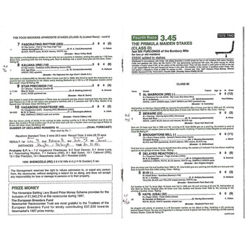 1997 Newmarket Second July Meeting (Food Brokers Race Day) Race Meeting (19/07/1997) Horse Racing Racecard