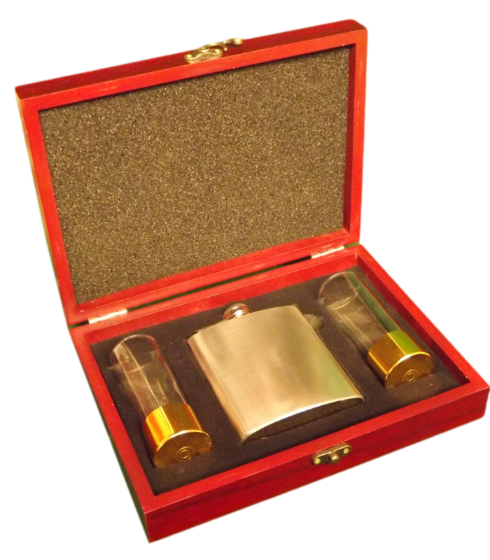 Hip Flask & Shot glasses gift boxed
