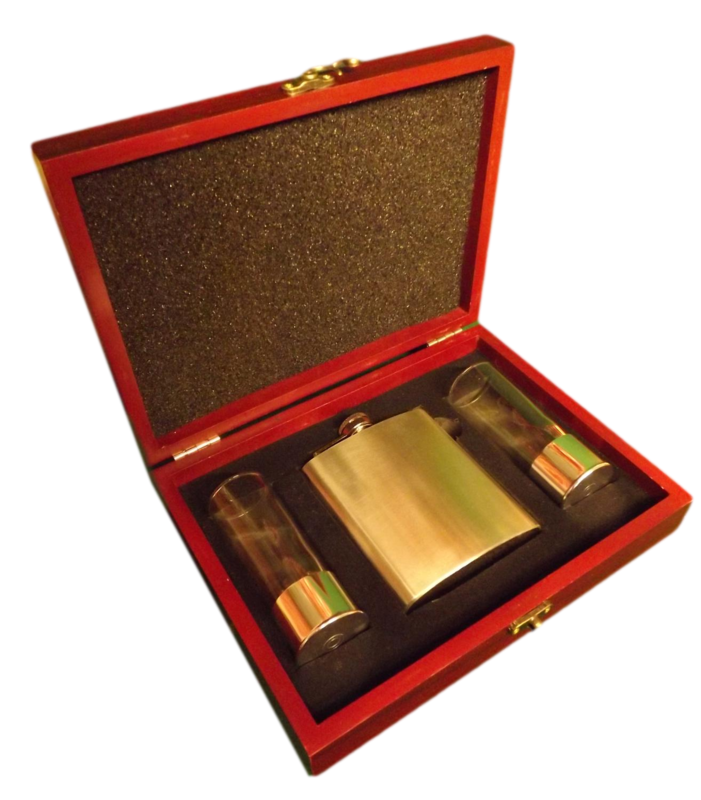 Hip Flask & Shot glasses gift boxed