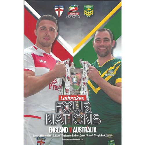 2016 England v Australia Four Nations Rugby League Programme