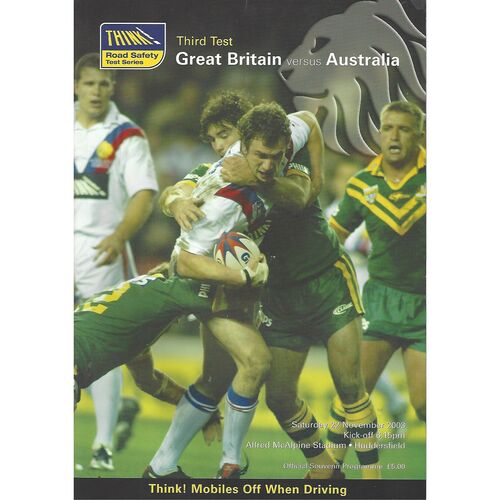 2003 Great Britain v Australia Third Test Match Rugby League Programme