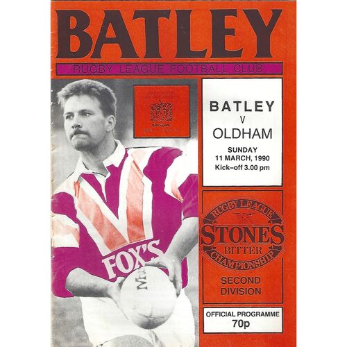 1990/91 Batley v Oldham Rugby League Programme