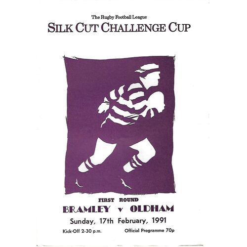1990/91 Bramley v Oldham Silk Cut Challenge Cup 1st Round Rugby League Programme