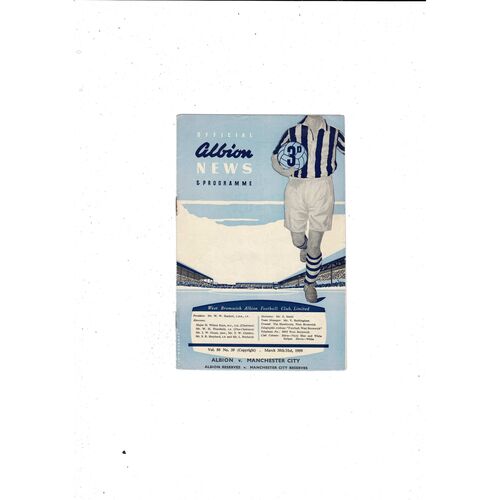 1958/59 West Bromwich Albion v Manchester City Football Programme
