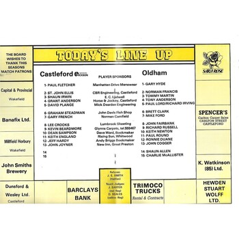 1990/91 Castleford v Oldham Rugby League Programme