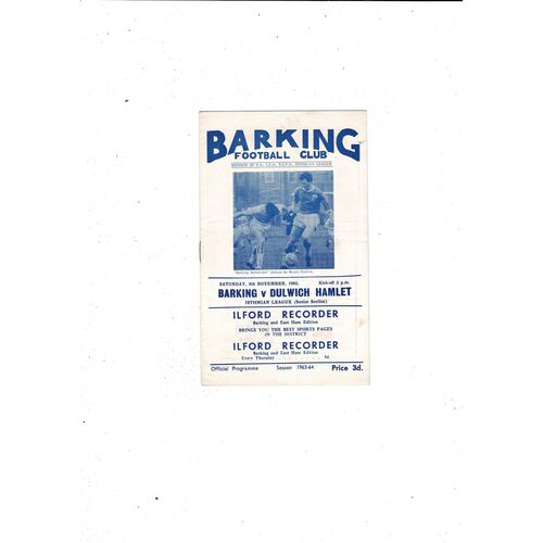 1963/64 Barking v Dulwich Hamlet Football Programme