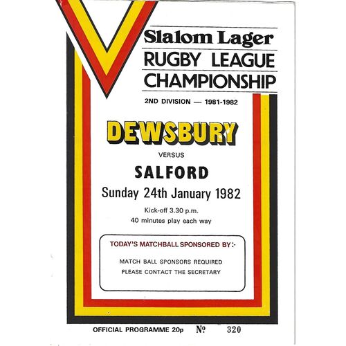 Dewsbury Home Rugby League Programmes