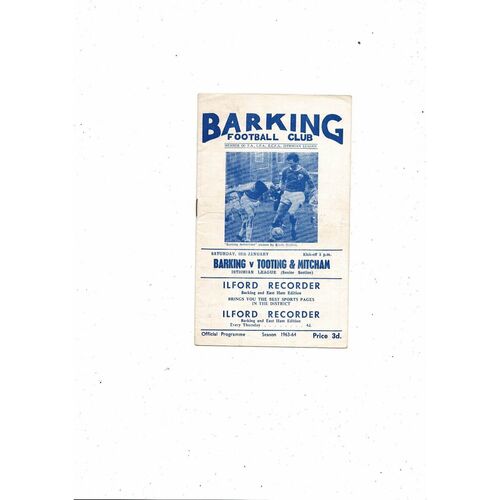 1963/64 Barking v Tooting & Mitcham Football Programme