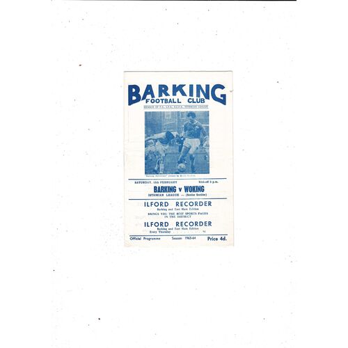 1963/64 Barking v Woking Football Programme
