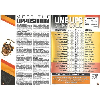2003 Dewsbury Rams v Oldham Roughyeds Rugby League Programme