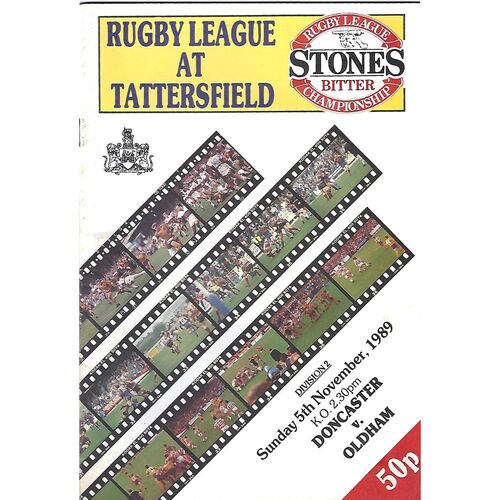 1989/90 Doncaster v Oldham Rugby League Programme