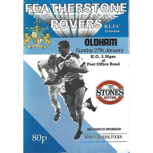 1990/91 Featherstone Rovers v Oldham Rugby League Programme