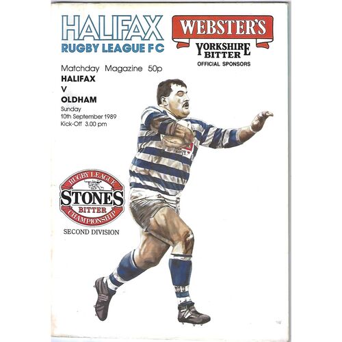1989/90 Halifax v Oldham Rugby League Programme