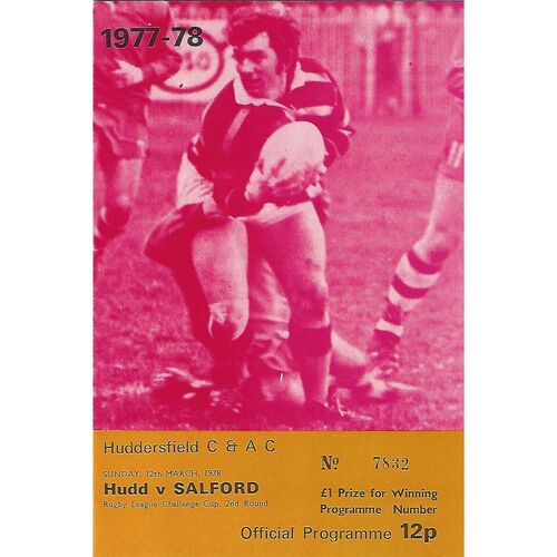 Huddersfield Home Rugby League Programmes