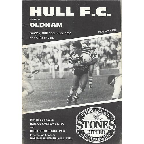 1990/91 Hull v Oldham Rugby League Programme